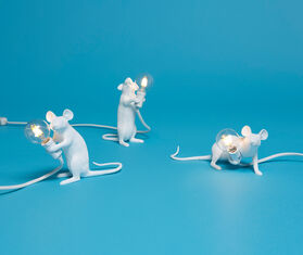 Seletti 'Mouse' lamp sitting, EU and USB plug WHITE SELE21LAM219WHI