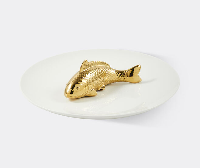 POLSPOTTEN 'Tuna Fish' plate, white and gold WHITE POLS25PLA775WHI