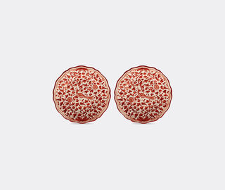 Les-Ottomans 'Peacock' bread plate, set of two RED OTTO21SET771RED