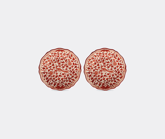 Les-Ottomans 'Peacock' bread plate, set of two RED OTTO21SET771RED
