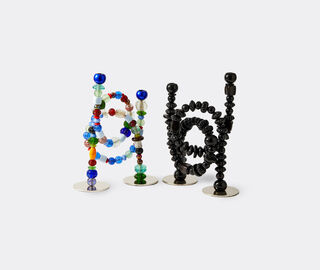 POLSPOTTEN 'Beads' candle holder, black BLACK POLS25CAN897BLK