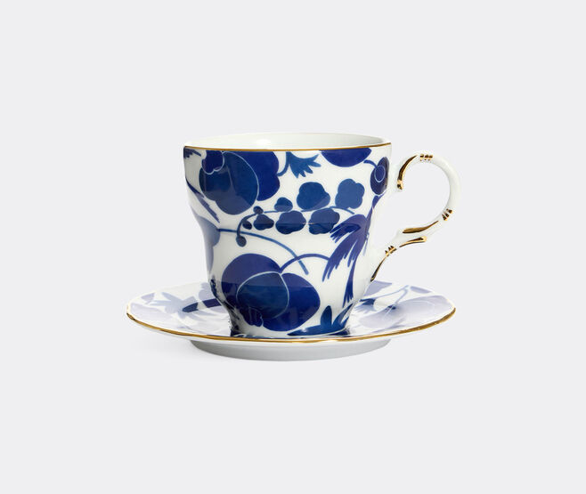 La DoubleJ 'Wildbird big mama' cup and saucer, blue MULTICOLOR LADJ26BIG713MUL