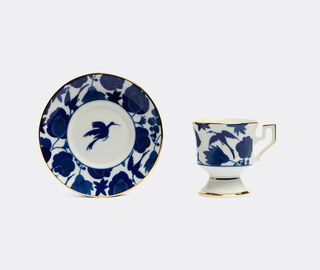 La DoubleJ 'Wildbird' espresso cup, set of two, blue BLUE LADJ25ESP508MUL