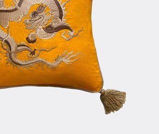 Les-Ottomans 'Dragon' embroidered cushion, beige MULTICOLOUR OTTO24DRA754MUL