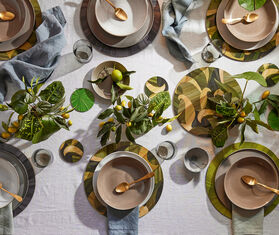 HestiaLiving &#39;Tropique&#39; round tablemat, set of two, green GREEN HELI25TRO788GRN