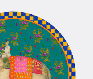 Lisa Corti 'Elephant Peacock Masonite' round placemat, set of two, green GREEN LICO25ROU551GRN