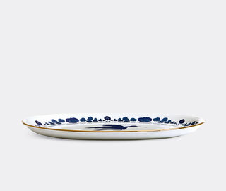 La DoubleJ 'Wildbird' oval platter, blue BLUE LADJ25OVA676MUL