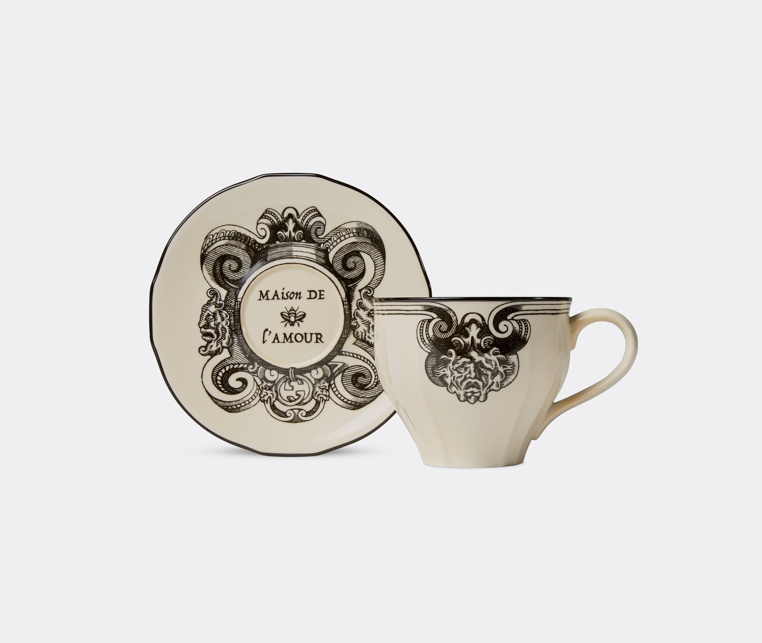 Star Eye' demitasse cup and saucer, set of two, white by Gucci 