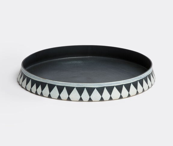L'Objet Tribal Diamond Round Platter, Large Black, white ${masterID} 2