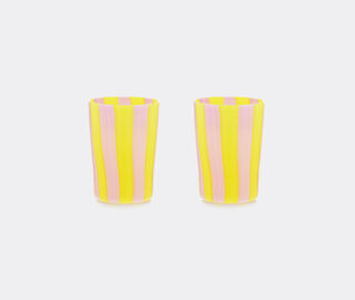 Aquazzura Casa 'Dolcevita Stripe' tumbler, set of two, yellow and pink MULTICOLOUR AQUA23DOL437MUL