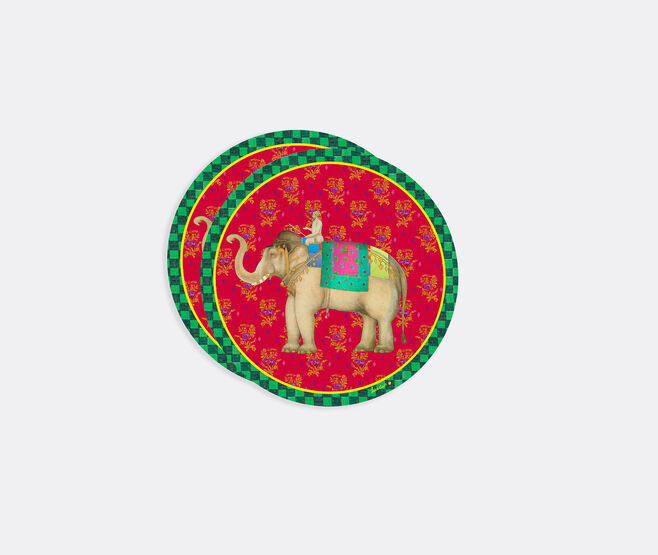 Lisa Corti 'Elephant Peacock Masonite' round placemat, set of two, red RED LICO25ROU636RED