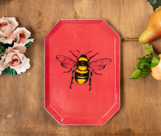 Les-Ottomans 'Bee' tray, gold and burgundy MULTICOLOUR OTTO25PRI416MUL