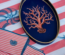 Les-Ottomans 'Coral' tray, coral and blue MULTICOLOUR OTTO26HAN973MUL