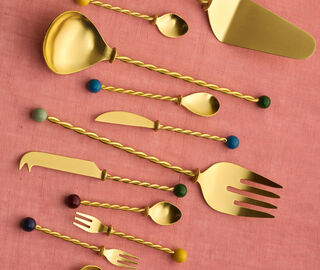Bitossi Home 'Torchon' dessert spoon, set of four, gold GOLD BIHO25SET172GOL