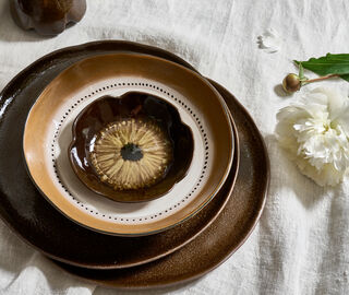 Pomax 'Cycle' dinner plate, set of four, brown MULTICOLOUR POMA26CYC200MUL