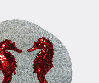 Les-Ottomans 'Seahorse' beaded placemat, set of two MULTICOLOUR OTTO24SET976MUL