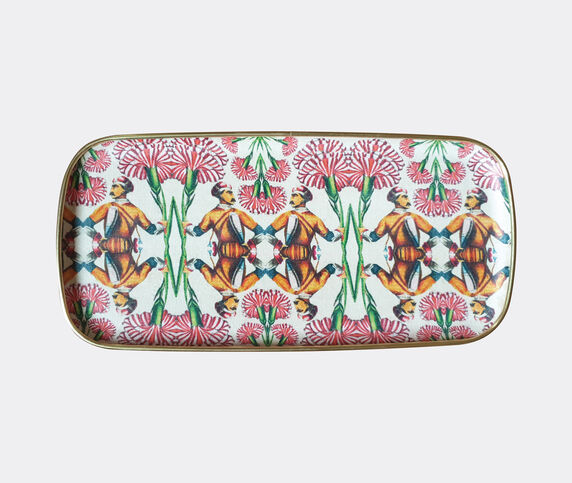 Les-Ottomans Patch NYC rectangular tray, pink and green