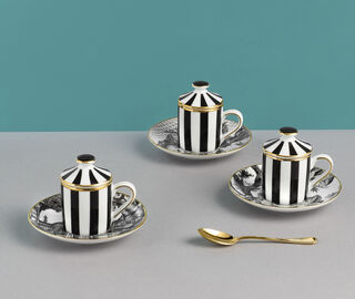 Simone Guidarelli Home 'Oriental Dream' lidded espresso cup and saucer, black and white MULTICOLOUR SIMO26SOU938MUL
