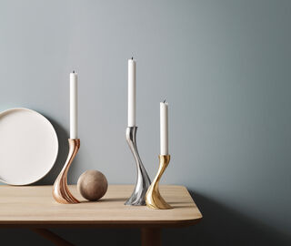 Georg Jensen 'Cobra' candle holder, set of two, medium ROSE GOLD GEJE20COB181COP