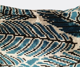 Les-Ottomans Silk velvet cushion, blue, black and white MULTICOLOUR OTTO25SIL213MUL