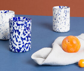 Stories of Italy 'Macchia su Macchia' blue and ivory glasses, set of two MULTICOLOUR STLY20MAC582BLU
