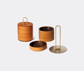 Poltrona Frau 'Zhuang' round stackable case LIGHT BROWN POFR20ZHU638BRW