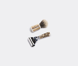 Lorenzi Milano Stag antler travelling shaving set BROWN CEMI15TRA368BRW