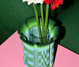Wontek 'Ancient Aliens' vase no. 1, green and sky blue GREEN WONT26VAS021GRN