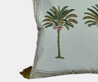 Les-Ottomans 'Palms' hand printed cushion MULTICOLOUR OTTO23HAN231MUL