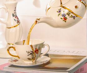 Seletti &#39;Kintsugi&#39; teacup and saucer, multicolor MULTICOLOUR SELE25KIN632MUL