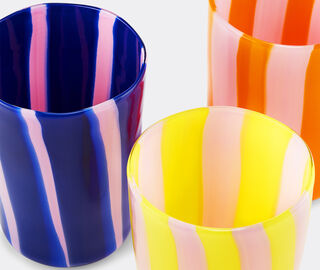 Aquazzura Casa 'Dolcevita Stripe' tumbler, set of two, yellow and pink MULTICOLOUR AQUA23DOL437MUL