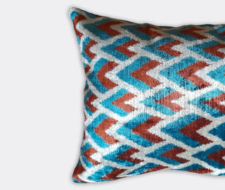 Les-Ottomans Velvet cushion, blue and red MULTICOLOUR OTTO23VEL057MUL