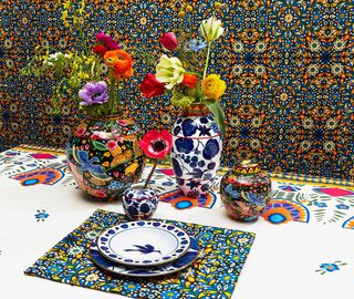 La DoubleJ 'Wildbird' soup and dinner plate set MULTICOLOUR LADJ19WIL334BLU