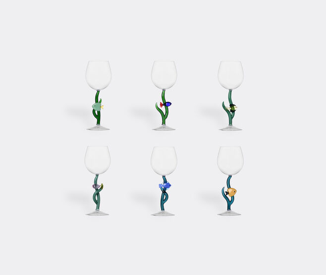 Ichendorf Milano 'Marine Garden' stemmed glass, set of six MULTICOLOUR ICMI23MAR369MUL
