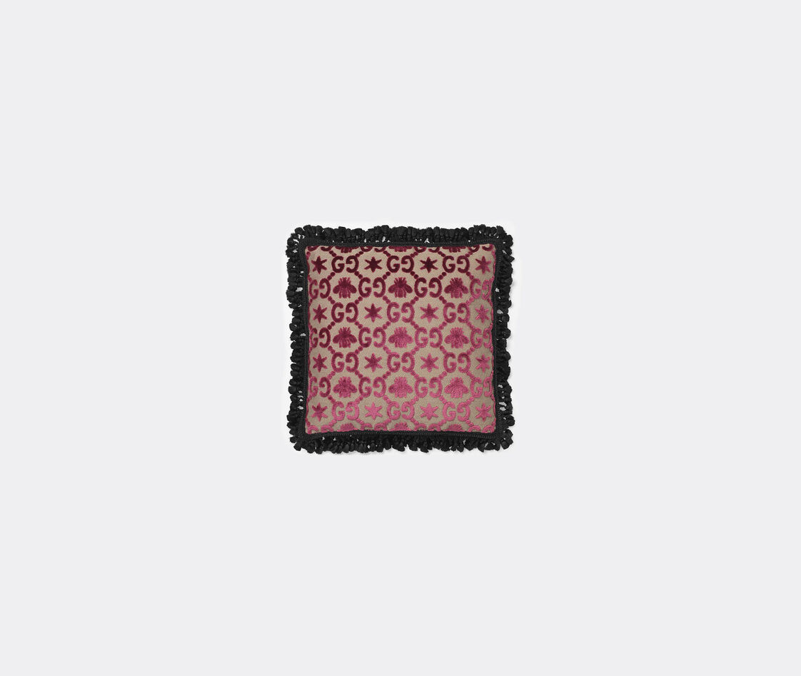 GUCCI 'GG' JACQUARD CUSHION IN CHERRY MOUSSE FABRIC