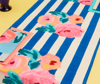 Lisa Corti 'Nizam Stripes' table runner, blue multicolor BLUE LICO25RUN784BLU