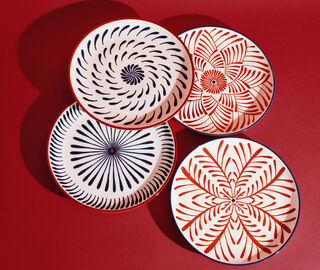 Serax 'Bazaar' breakfast plate, set of four, red and blue MULTICOLOUR SERA26BRE896YEL