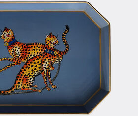 Les-Ottomans 'Fauna' hand painted iron tray, blue leopard MULTICOLOUR OTTO23FAU118MUL