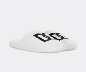 Dolce&amp;Gabbana Casa Embroidered slippers with D&amp;G logo, white WHITE DGCA25EMB987WHI