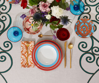 La DoubleJ 'Siena Garland' large napkin, set of two ORANGE LADJ23NAP567MUL