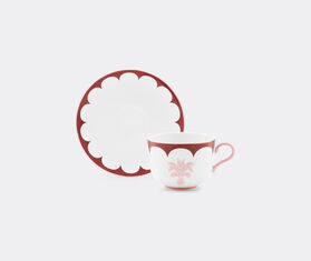 Aquazzura Casa &#39;Jaipur&#39; teacup and saucer, set of two, bordeaux and pink MULTICOLOUR AQUA23JAI347MUL