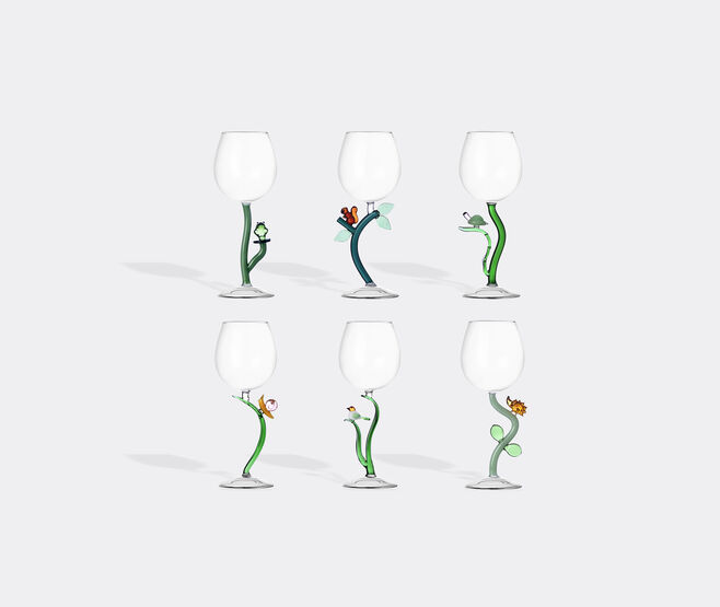 Ichendorf Milano 'Animal Farm' stemmed glass, set of six, multicolor MULTICOLOUR ICMI25ANI184MUL