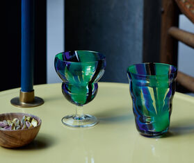 LSA International &#39;Folk&#39; tumbler, set of two, black, blue and green MULTICOLOUR LSAI23FOL457MUL