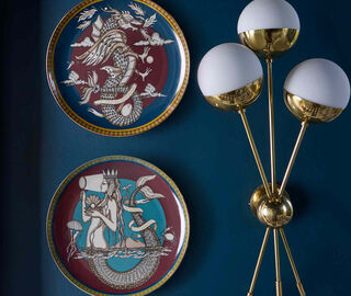 La DoubleJ 'The Mermaid' decorative plate, bourdeaux BURGUNDY LADJ25DEC892MUL