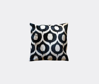 Les-Ottomans Silk velvet cushion, black and white MULTICOLOUR OTTO20SIL689MUL