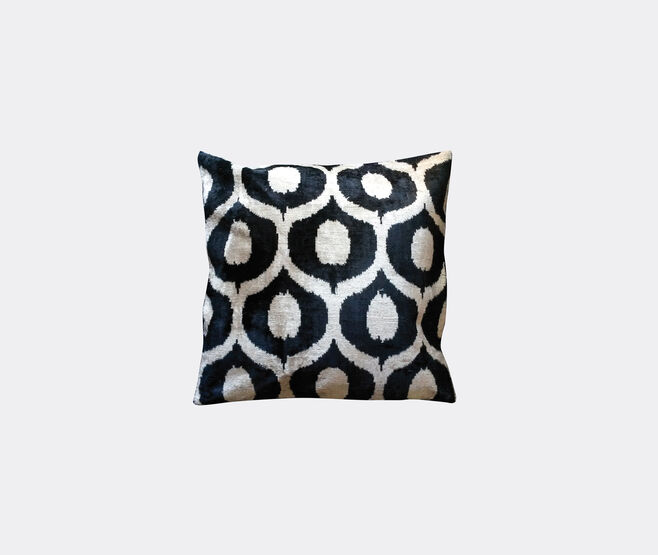 Les-Ottomans Silk velvet cushion, black and white MULTICOLOUR OTTO20SIL689MUL