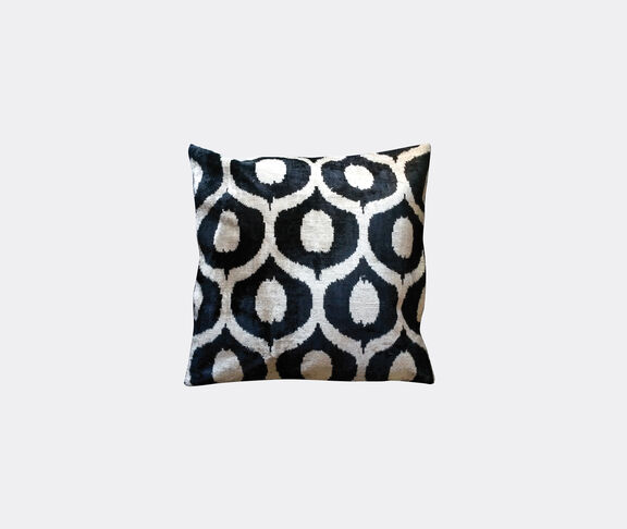 Les-Ottomans Silk velvet cushion, black and white undefined ${masterID}