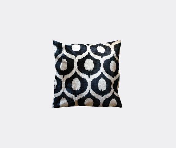 Les-Ottomans Silk velvet cushion, black and white