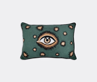 Les-Ottomans 'Eye' cotton embroidered cushion, green GREEN OTTO22COT706MUL