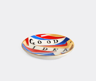 L'Objet 'Good/Bad Idea' plate, white, blue and gold MULTICOLOUR LOBJ25RUA819MUL